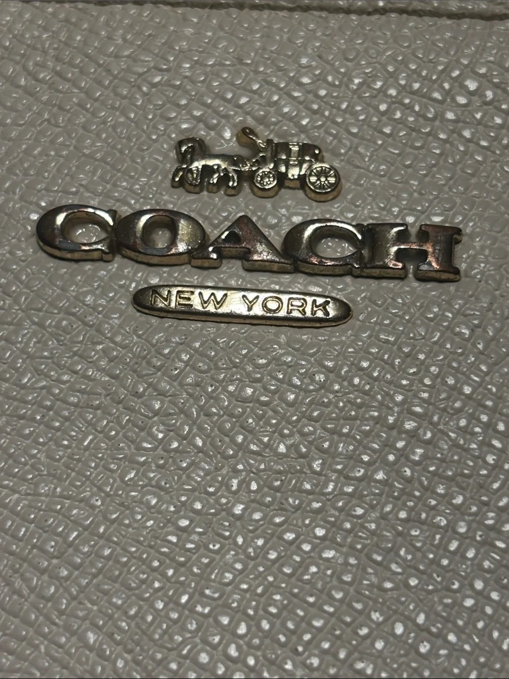 Coach Cream Leather Corner‎ Zip Wristlet with Gold Logo